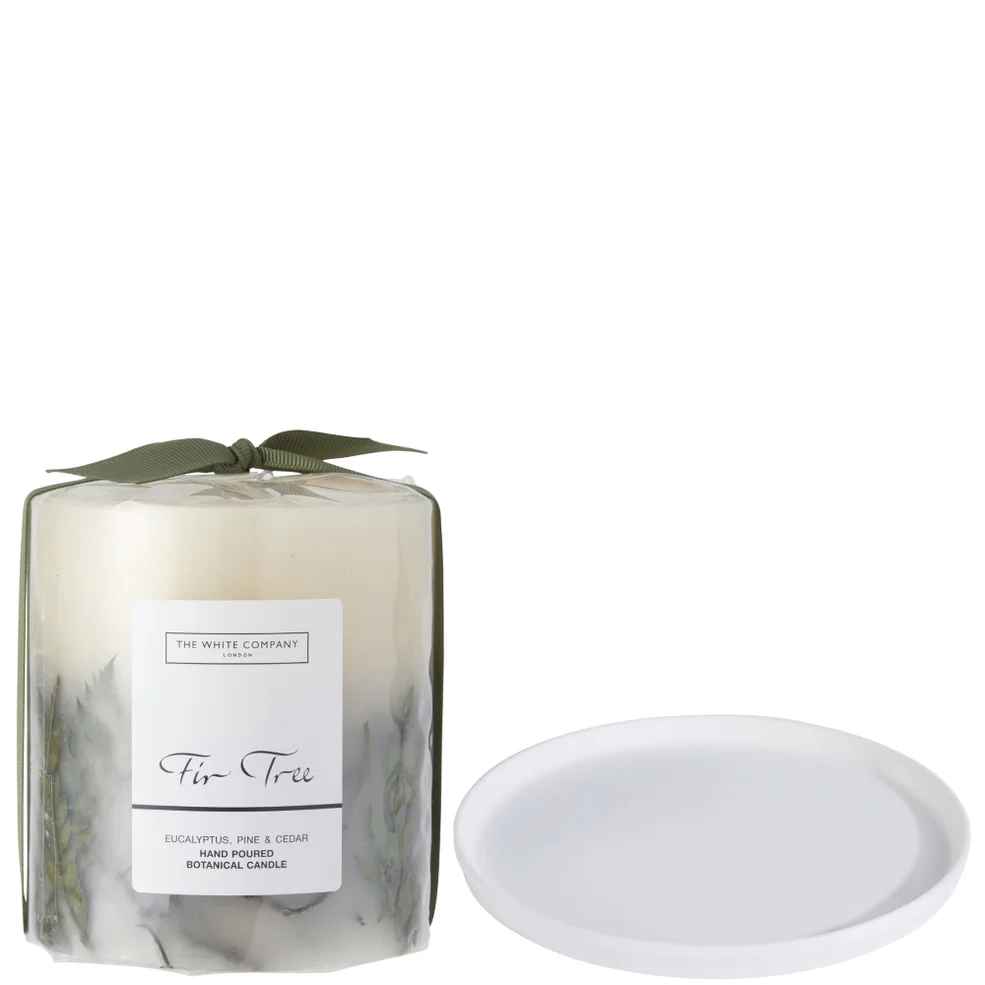 The White Company The Fir Tree Botanical Candle and Plate - Medium Image 1