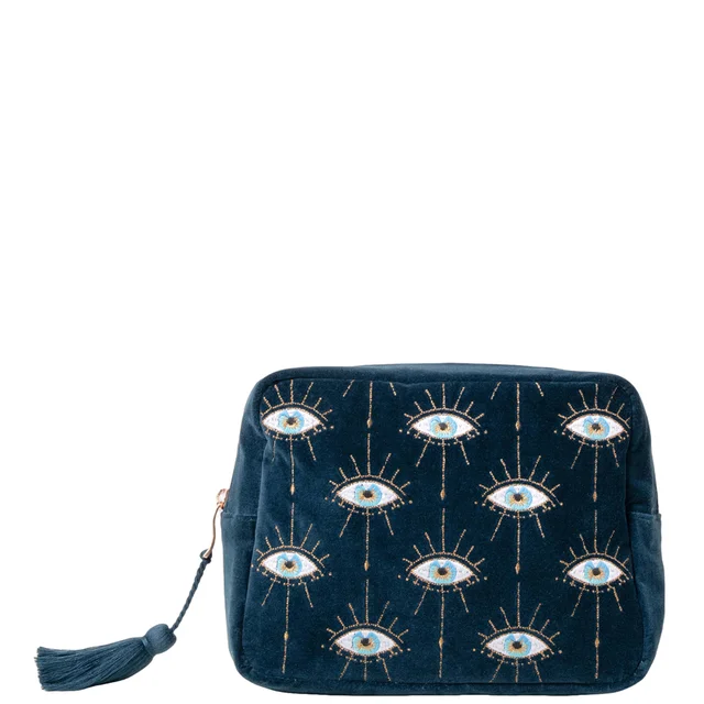Elizabeth Scarlett Mystical Eye Ink Blue Velvet Wash Bag