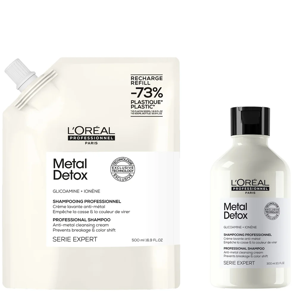 L’Oréal Professionnel Metal Detox Shampoo 300ml and Refill Pack 500ml for breakage & colour protection Image 1