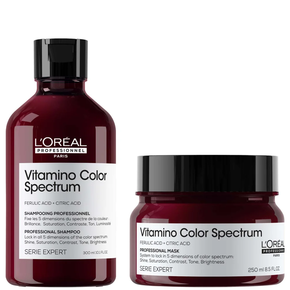 L'Oréal Professionnel Vitamino Color Spectrum Shampoo 300ml and Rinse Off Hair Mask 250ml Bundle for Coloured Hair Image 1