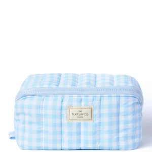 The Flat Lay Co. Marshmallow Flat Lay Makeup Box Bag - Baby Blue Gingham - undefined undefined
