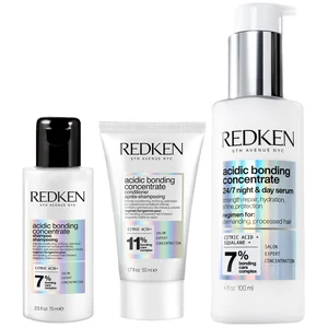 Redken Acidic Bonding Concentrate Shampoo 75ml, Conditioner 50ml and 24/7 Night and Day Serum 100ml - undefined undefined