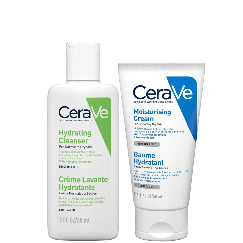 CeraVe Travel Size Hydrating Cleanser & Moisturising Cream for Normal to Dry Skin Image 1