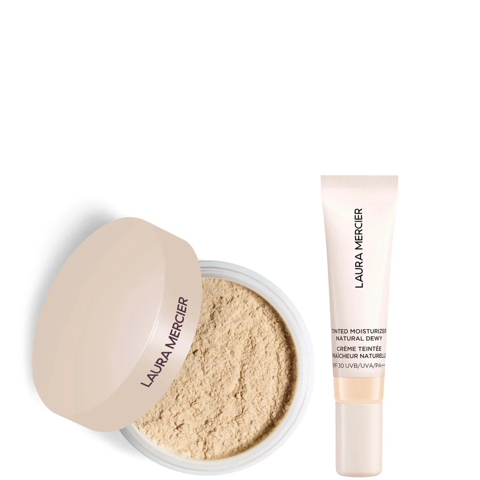 Laura Mercier Mini Translucent Loose Setting Powder Ultra Blur and Travel Size Tinted Moisturiser Dewy Duo (various shades) Image 1