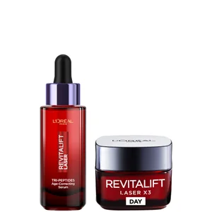 L'Oréal Paris Revitalift Laser Age-Correcting Routine Bundle with Tri-Peptides Serum 30ml & Day Moisturiser 50ml - undefined undefined