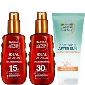 Garnier Ambre Solaire Ideal Bronze Protective Oil SPF15 & SPF30 with After Sun Tan Maintainer - undefined undefined