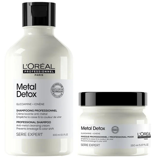 L'Oréal Professionnel Metal Detox Clarifying Shampoo 300ml & Hair Mask 150ml, Prevent Breakage & Colour Fade from Hard Water