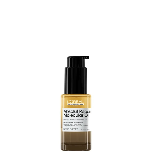 L'Oréal Professionnel Absolut Repair Molecular Bi-Phase Oil for Damaged Hair 30ml, High Shine & Molecular Repair