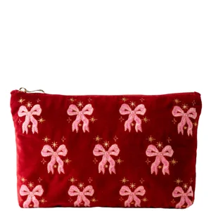 Elizabeth Scarlett Dazzling Bows Velvet Everyday Pouch - Rouge - undefined undefined