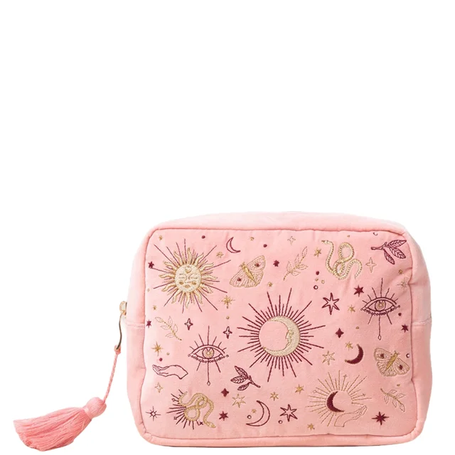 Elizabeth Scarlett Boho Mysticism Blush Pink Velvet Wash Bag