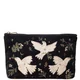 Elizabeth Scarlett Doves of Peace Velvet Everyday Pouch - Charcoal