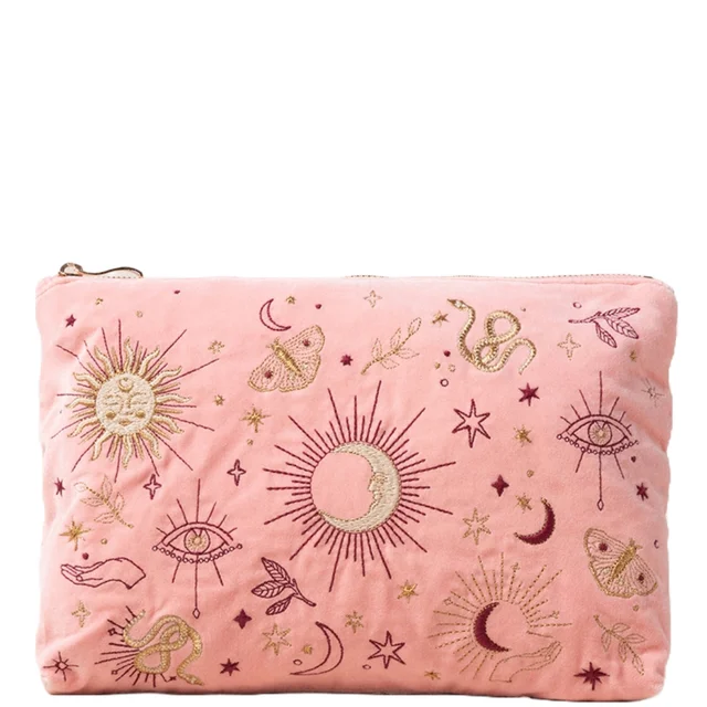 Elizabeth Scarlett Boho Mysticism Blush Pink Velvet Everyday Pouch
