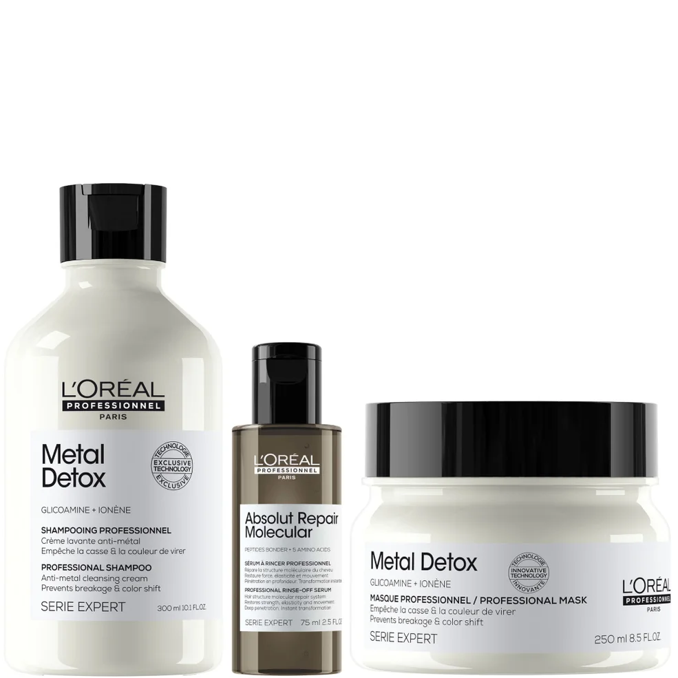 L'Oréal Professionnel Metal Detox Shampoo & Hair Mask, protect from hard water, with FREE Mini Serum, 300ml, 250ml & 75ml Image 1