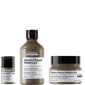 L'Oréal Professionnel Absolut Repair Molecular Shampoo 300ml, Hair Mask 250ml & Leave-in Hair Mask Travel Size 50ml - undefined undefined