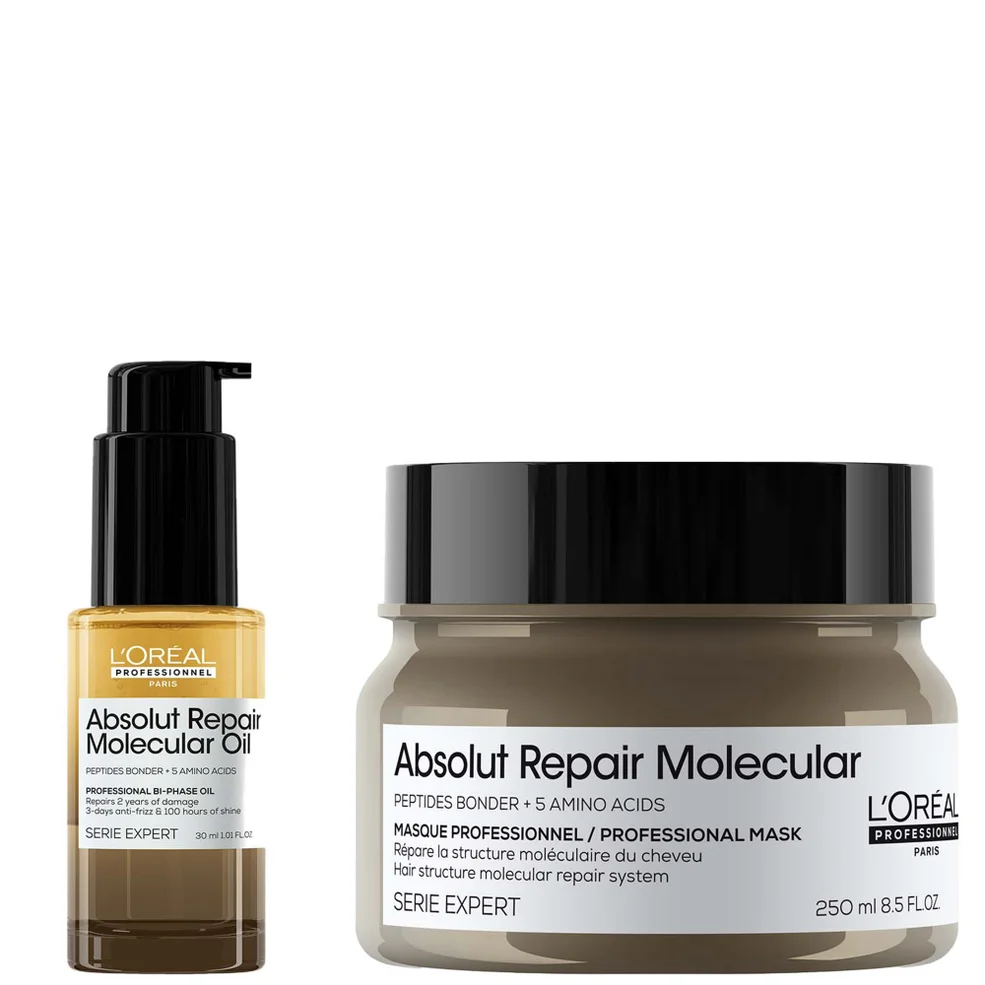 L'Oréal Professionnel Absolut Repair Molecular Rinse-off Hair Mask 250ml & Bi-Phase Hair Oil for Damaged Hair 30ml Image 1