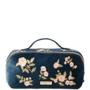 Elizabeth Scarlett Wild Rose Velvet Open Flat Makeup Bag - Ink Blue