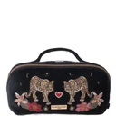 Elizabeth Scarlett Celestial Leopard Velvet Open Flat Makeup Bag - Charcoal